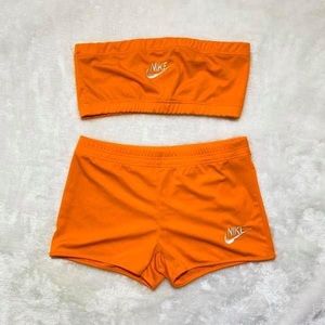Orange Nike short set with slippers
